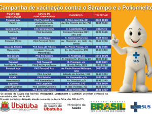 Confira as datas da Campanha Nacional de Vacinação contra Poliomelite e Sarampo