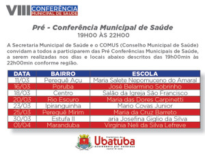 Prefeitura convida população para Pré-Conferências de Saúde