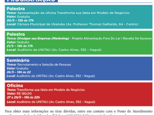 Prefeitura e Sebrae oferecem palestras e oficinas em gestão de negócios