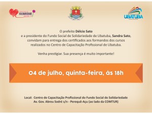 Prefeitura e Fundo Social convidam para formatura de alunos do Centro de Capacitação Profissional