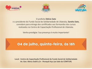 Prefeitura e Fundo Social convidam para formatura de alunos do Centro de Capacitação Profissional