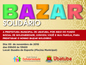 Bazar Solidário  acontece sábado em frente ao Tubão