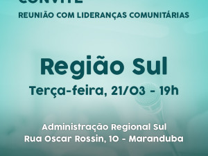 Prefeitura convida lideranças comunitárias para reuniões regionais