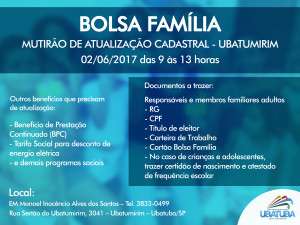 Ubatumirim recebe mutirão de atualização cadastral do Bolsa Família