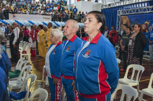 Atletas de Ubatuba na cerimônia de abertura do JORI