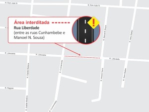 Comunicado: rua Liberdade está parcialmente interditada