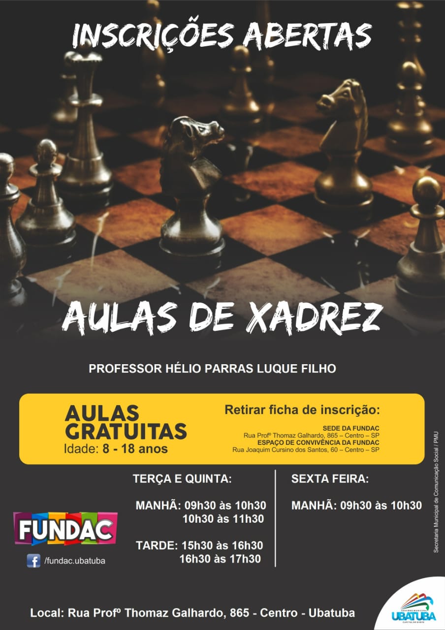 Aulas gratuitas de xadrez têm inscrições abertas para crianças e  adolescentes