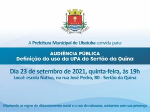 Prefeitura convida para audiência pública sobre a UPA do Sertão da Quina