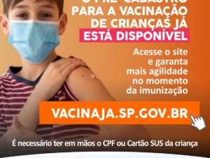Cadastro para vacinação de crianças já pode ser feito pelo “Vacina Já”