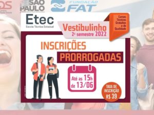 Etec prorroga inscrições para Vestibulinho até o dia 13 de junho