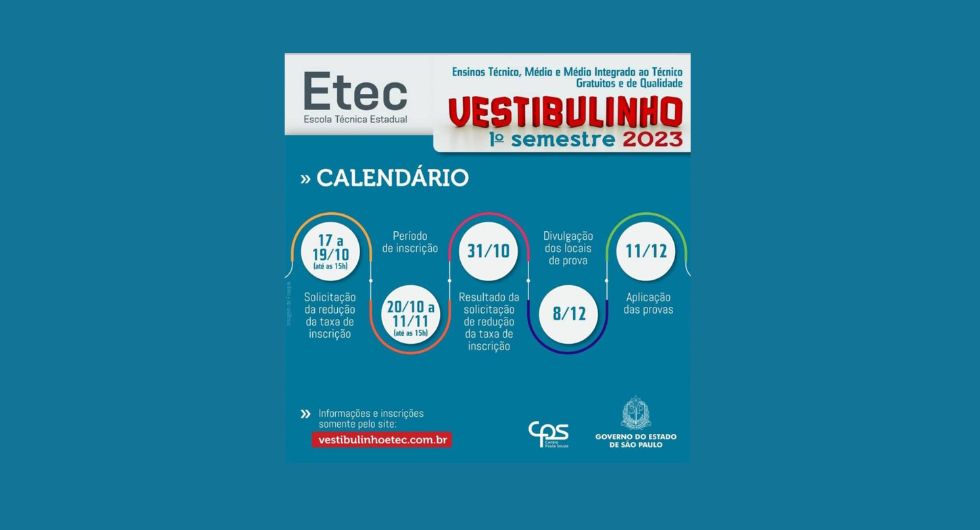 ETEC 2023: Inscrições Vestibulinho ETEC 2023, Cursos e Calendário
