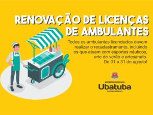 Ambulantes de Ubatuba devem renovar licença até o dia 31 de agosto