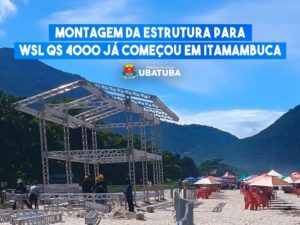 Montagem da estrutura para a WSL QS 4000 já começou em Itamambuca