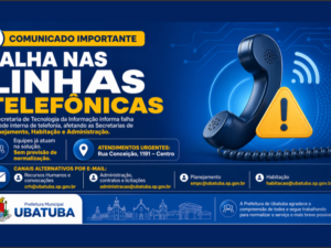 TI informa problemas nas linhas telefônicas de algumas Secretarias
