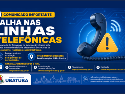 TI informa problemas nas linhas telefônicas de algumas Secretarias