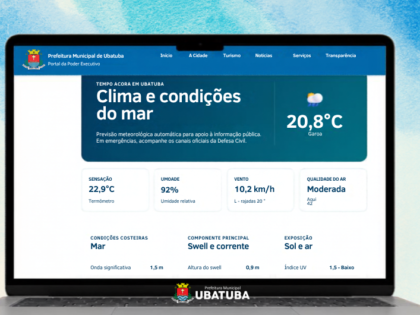 Site da Prefeitura de Ubatuba agora conta com previsão em tempo real