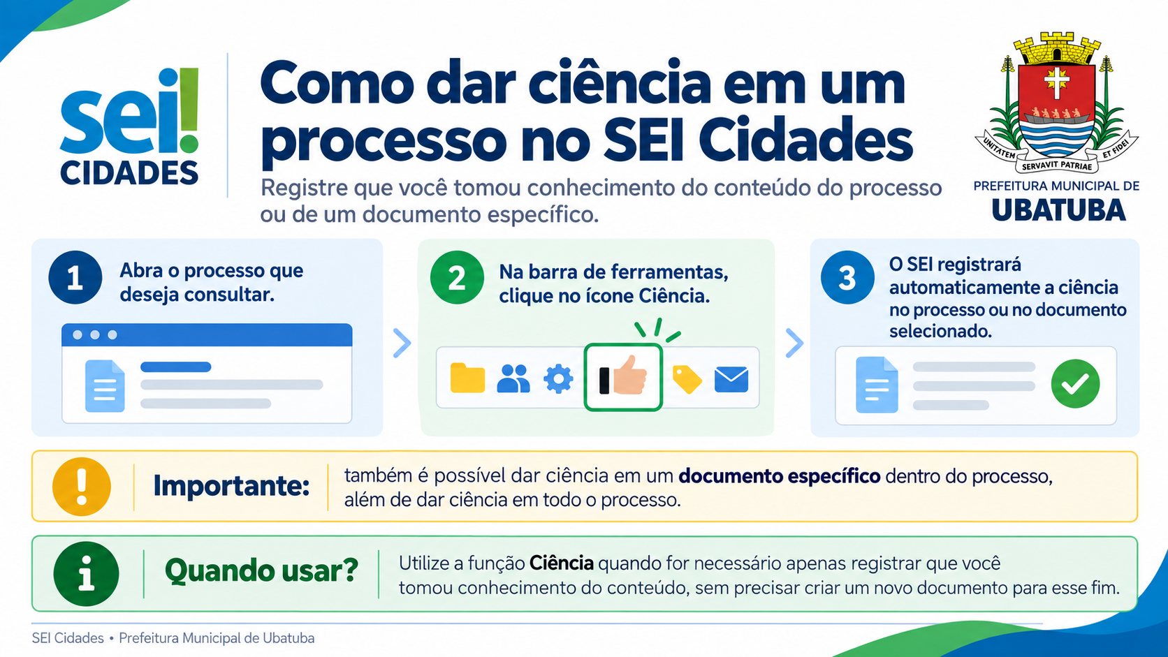 Como dar ciência em um processo ou documento no SEI Cidades